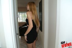 Blonde girlfriend Mikayla getting ready for party and getting drunk
