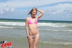 Skinny ex-girlfriend stripped of her bikini by her ex for sex