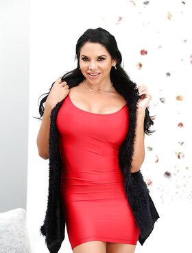 Sultry Latina sol girl 0Missy Martinez releasing knockers from tight red dress