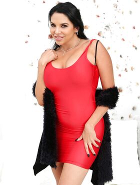 Sultry Latina sol girl 0Missy Martinez releasing knockers from tight red dress