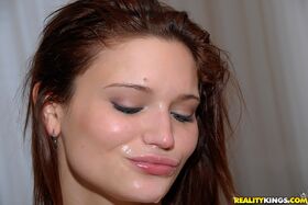 Hot teen Cici Sweet gets her slutty face covered with cum after sex