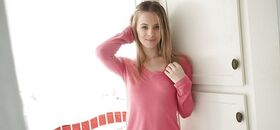 Teen babe Jillian Janson exposing small pornstar tits and virgin ass