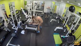 Cheating GF gets taped on a spycam seducing then fucking her gym trainer