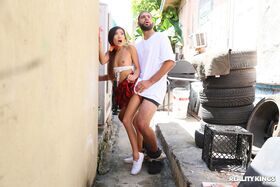 Slender Vina Sky shows her body and gets rammed by different guys in an alley