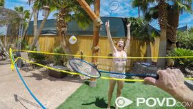Delicious blonde Mia Collins screws her badminton partner in POV