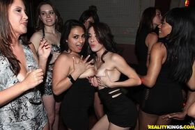 Party girls get drunk and start sucking cock inside a nightclub