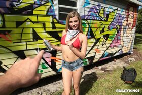 Slutty teen Carolina Sweets gets busted by cops while enjoying sex outdoors