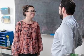 Geeky young lady Geneva King gets roughly screwed by her horny teacher