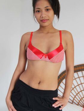 Slim Filipina girl Franciska undresses before enduring breast groping