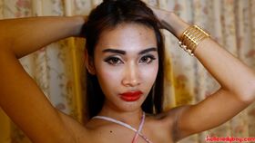 24 year old Thai ladyboy loves sucking and fucking tourists cock and balls