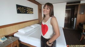 Asian first timer Lek gives up her hairy pussy to a sex tourist