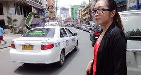 Nerdy Filipina girl lets her hair down and undresses before fucking a stranger