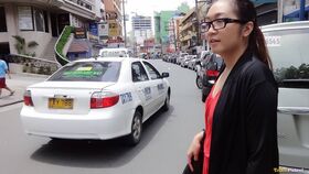 Nerdy Filipina girl lets her hair down and undresses before fucking a stranger