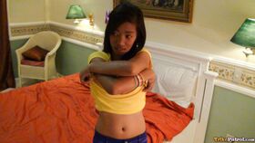 Filipina brunette Lalaine gives blowjob and a rimjob, then gets a banging