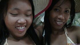 Petite Filipina girls Jeremay and Mayka share a cock in POV FFM threesome