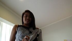 Filipina girl Elaine agrees to show her petite body in the nude in motel room