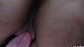 Filipina female with a shaved pussy deepthroats a sex tourist in a motel