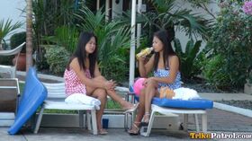 Filipina sisters Nicole and Anne doff bikinis before a POV threesome fuck