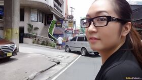 Sweet Asian nerd Boochi gives a blowjob after exposing her tiny titties