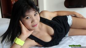 Thai first timer Jang has a firm breast fondled before showing her tight slit
