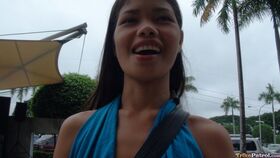Skinny Filipina teen Anabel gives ball sucking blowjob & gets creampie reward