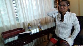 Cute Filipina MILF Natasha takes a cumshot on her glasses in lusty roleplay