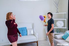 Curly-haired MILF with monster curves Sara Jay gets boned by a teenage cleaner