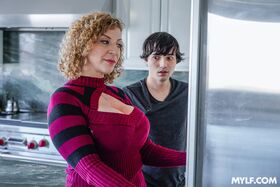Curly-haired MILF with monster curves Sara Jay gets boned by a teenage cleaner