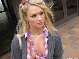 Stunning blonde Heather Starlet got bound and fucked hard in public
