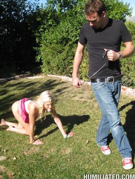 Young blonde Eden Adams is totally humiliated during hardcore sex outdoors
