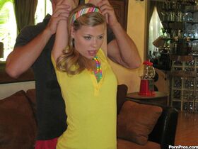 Thin blonde Nicole Ray gets banged and jizzed on during a massage