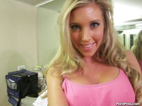 Blonde ex-gf Samantha Saint taking off her clothes for nude self shots