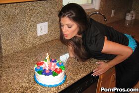 Ex-gf Madelyn Marie blows out the cake and bares her nice tits on 18th b-day