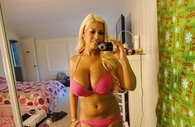 Blonde Latina bombshell Bridgette B peeling off pretties for nude selfie