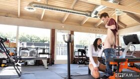 American teen brunette Emily Willis gets rammed by her stepbro in the gym