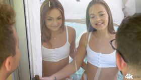 Cute teens Sami White & her twin sister get their cunts stuffed by big cocks
