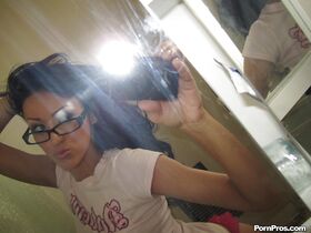 Girfriend in glasses Breanne Benson makes self shots exposing her topnotch ass
