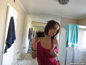 Cute ex-gf Jada Stevens taking mirror selfies of her big natural boobs