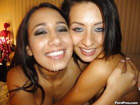 Adorable young sluts Amia Miley and Lexi Diamond cock sharing POV porn on cam