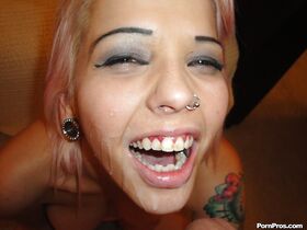 Pierced and tattooed ex-gf Hayden sucking off her former bf POV style