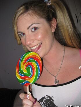 Ex-girlfriend Hayden Night puts her hair in pigtails and licks a lollipop