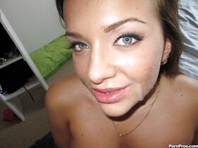 Pretty Nika Noir has amateur sex getting a load of cum on her face