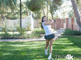 Adorable teen Adria Rae shows her skinny body, tiny tits and sweet twat