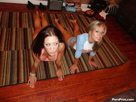 Fit moms Capri Cavalli and Aubrey Addams strip naked during home workout