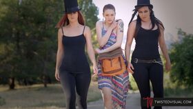 Bree Daniels, Sinn Sage & Karlie Montana engage in a wild public BDSM session