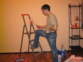 House painting session leads to MMF sex for these horny teens