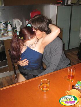 Horny teenagers have incredibly daring sex on the kitchen table
