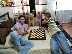 Young blonde has sex with another boy after her boyfriend loses a chess match