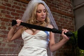 Dominant bride Aiden Starr grabs a long whip and terrifies her cute hubby