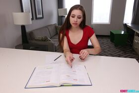 Brunette teen student Jade Wilde sucks a BBC and gets fucked while studying
